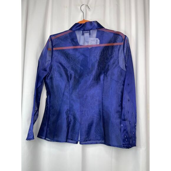 eNite Collection shirt blouse top women's 10 formal semi-formal blue purple - Picture 7 of 16